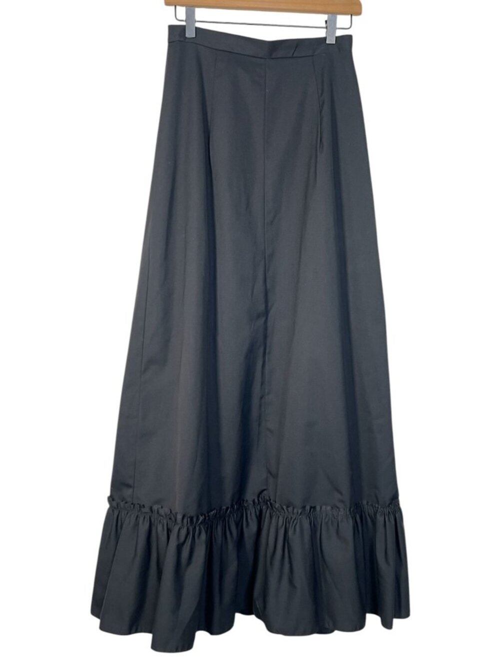 Vintage Black Cottagecore Goth Maxi Skirt Prairie Rosebud Dresses 70s XS/Small